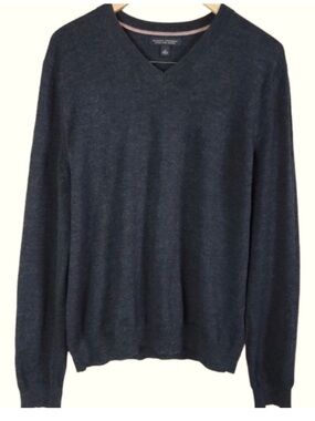 Banana Republic Charcoal V-Neck Merino Wool Classic Lightweight Sweater Size M